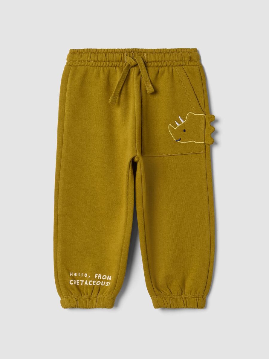 Pantaloni jogger verdi in puro cotone con tasche_0
