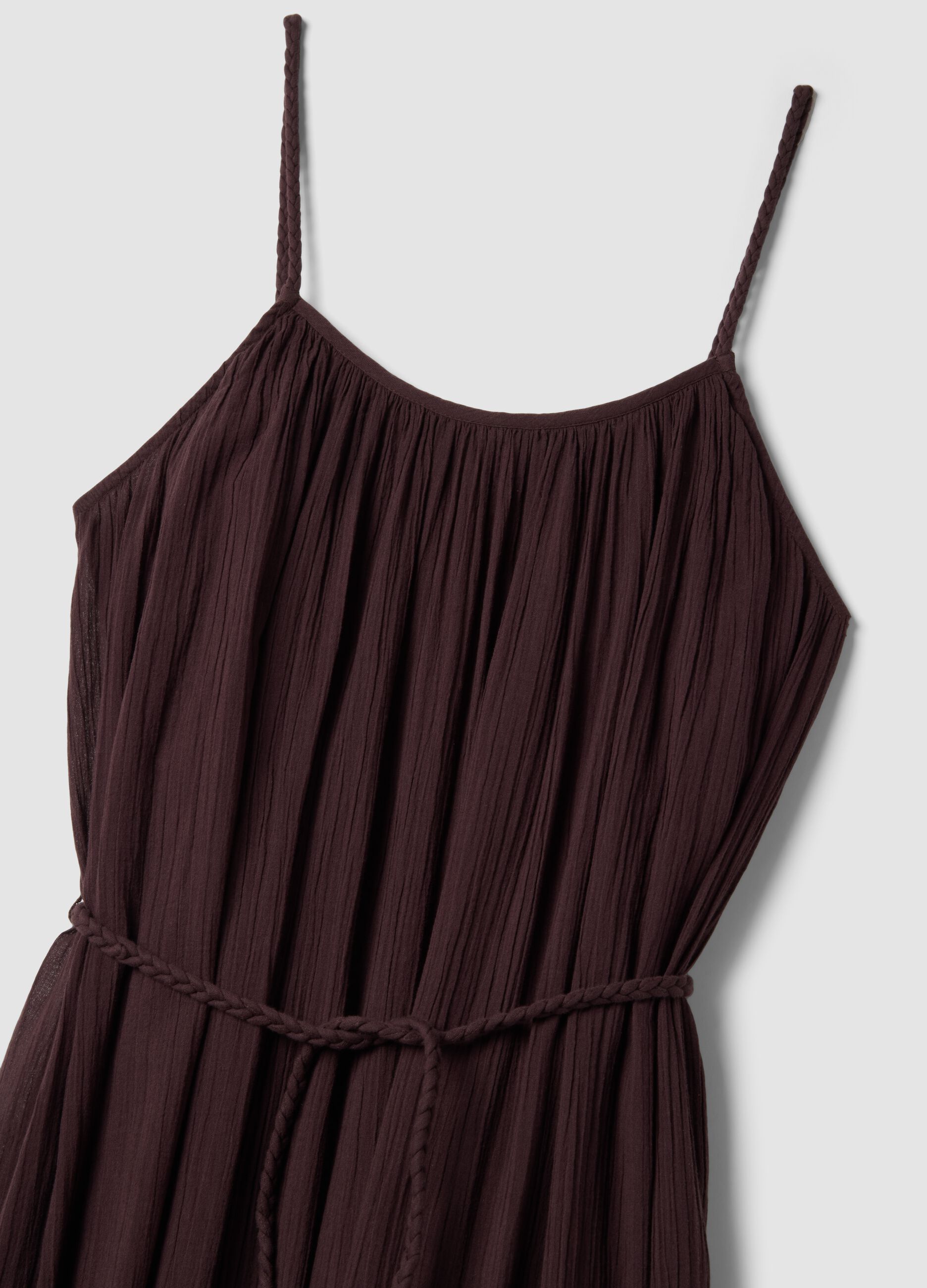 Brown pure cotton long dress regular fit