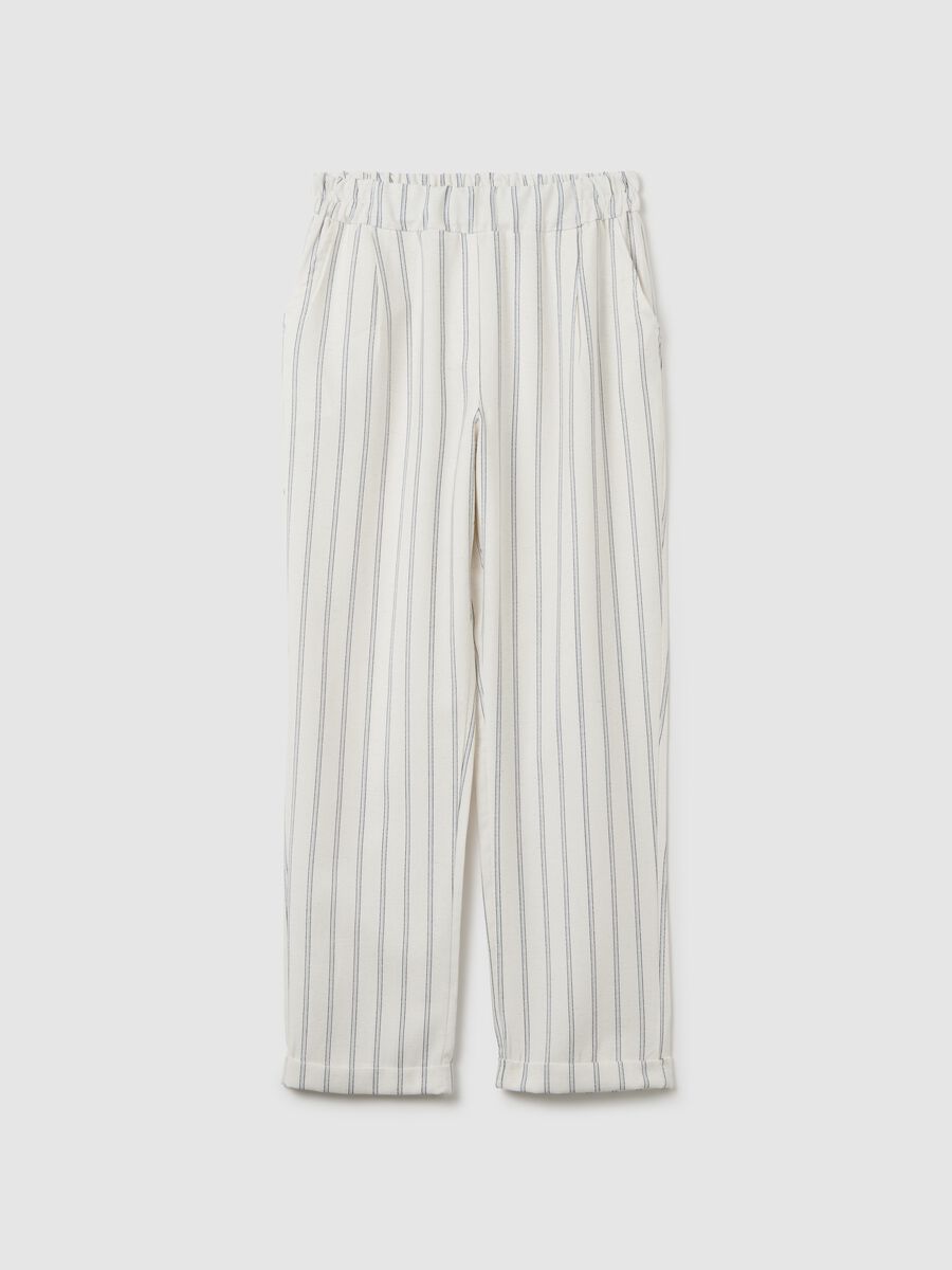 Pantaloni da donna in misto lino multicolor regular fit_0