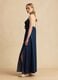 Long blue pure cotton dress with ruffles_1