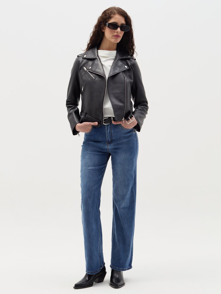 Biker jacket with zip_1
