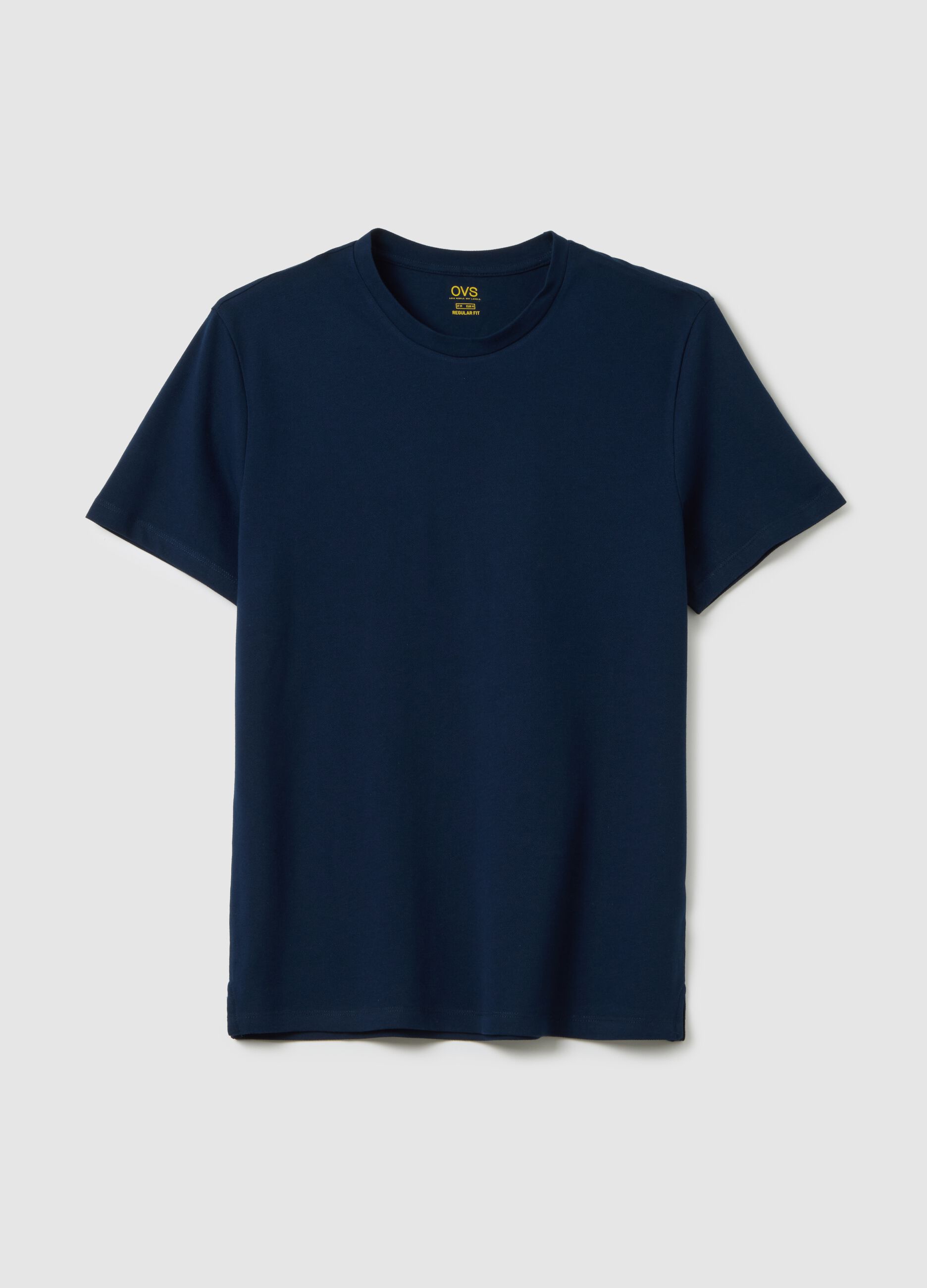 Men's regular fit blue stretch cotton T-shirt