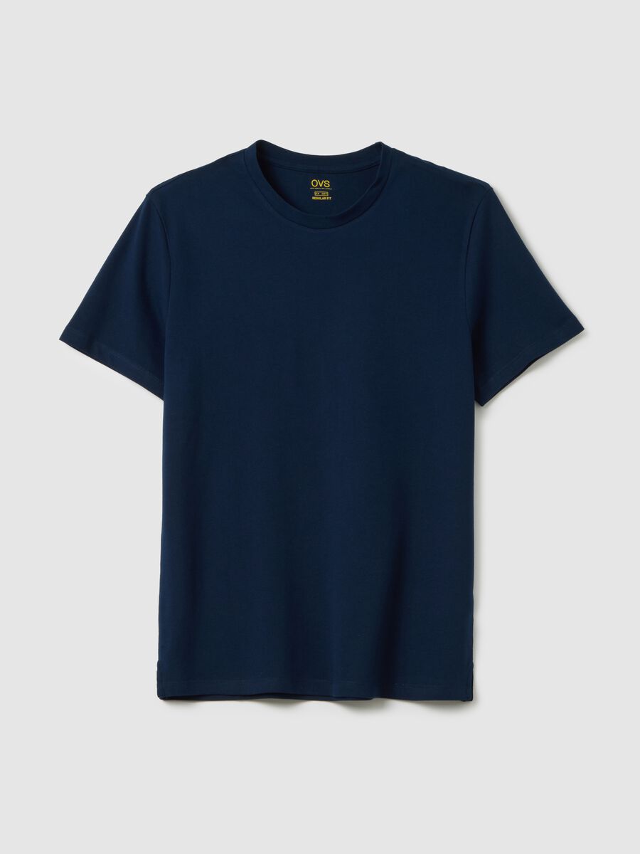 Men's regular fit blue stretch cotton T-shirt_4