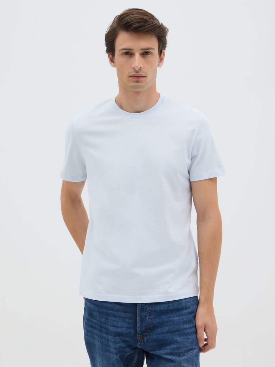 Men's regular fit light blue pure cotton T-shirt_0