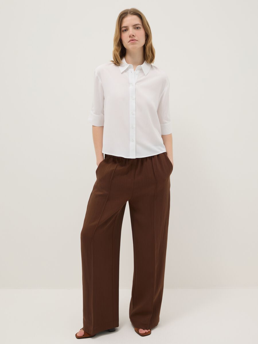 Camicia in pura viscosa bianca regular fit_1