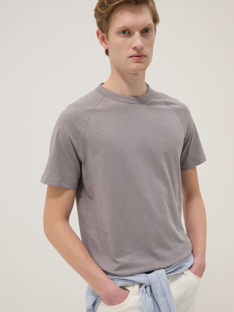 Grey pure cotton regular fit t-shirt_3