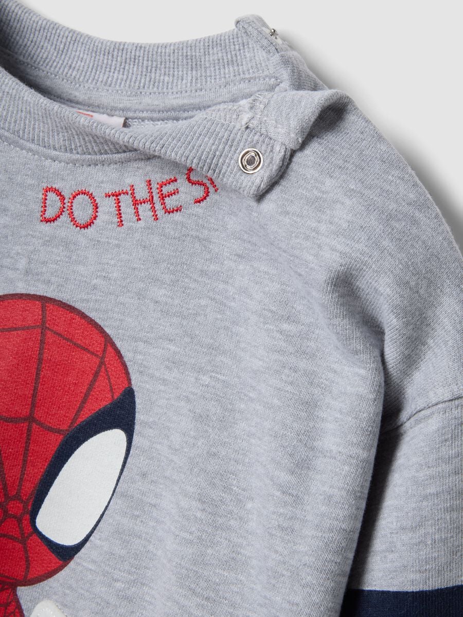 Completo over fit jogging grigio in puro cotone con stampa Spidey per bimbo_2