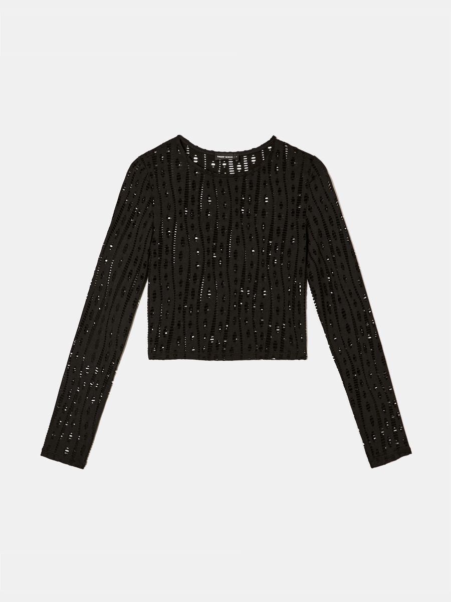 T-shirt a maniche lunghe con taglio laser_0