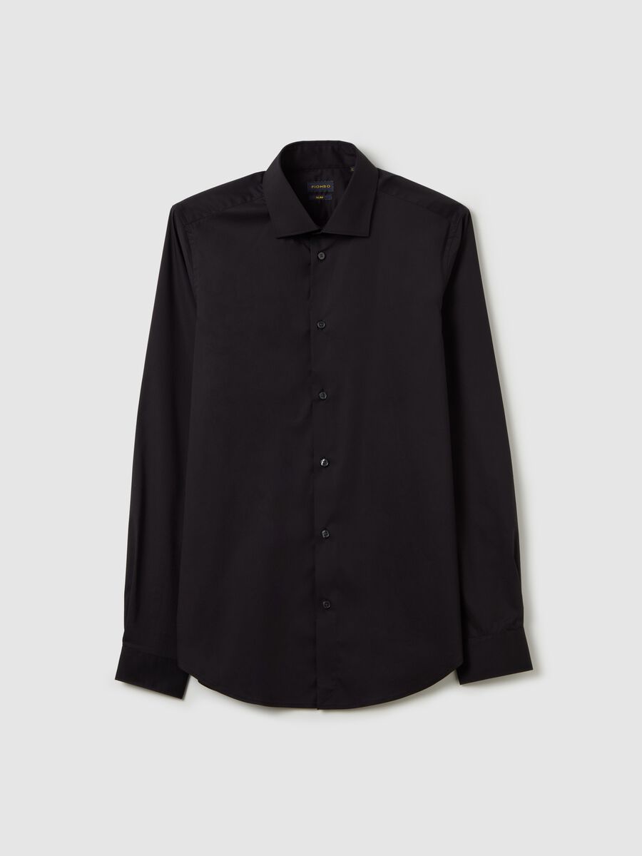 Solid colour stretch slim-fit shirt_4