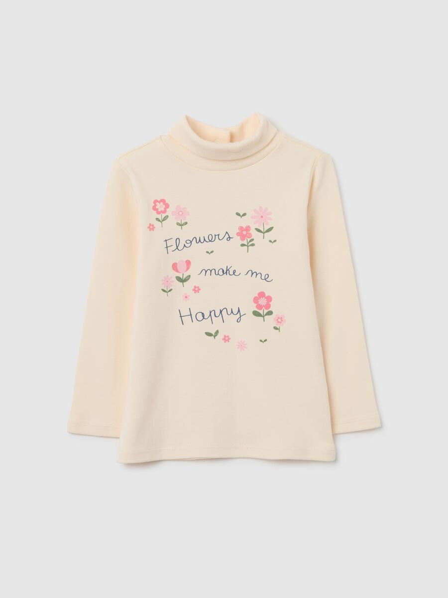 Beige regular fit pure cotton girl's jumper_0