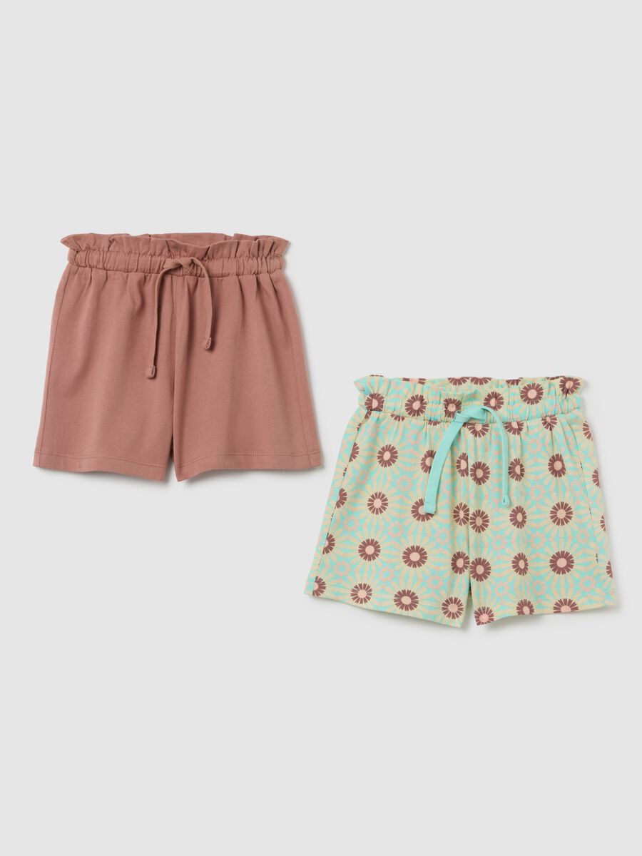 Girl's multicolour regular fit pure cotton shorts set_0