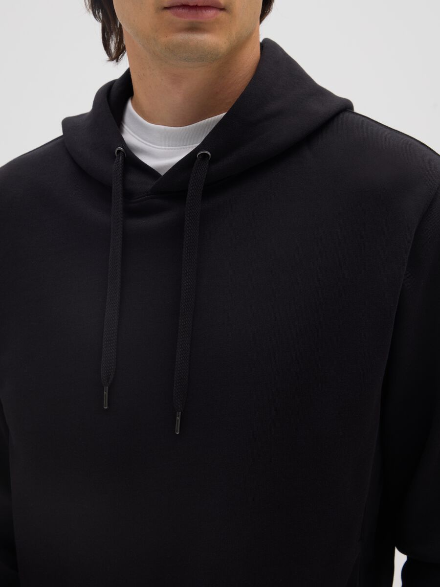 Felpa in puro cotone nera regular fit_4