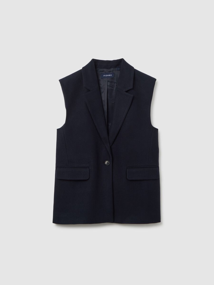Regular fit blue waistcoat with button_5