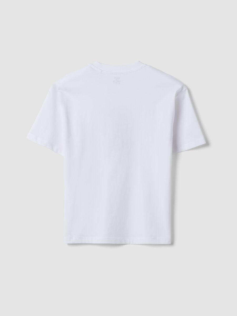 White pure cotton boys&rsquo; T-shirt with oversized fit and print_4