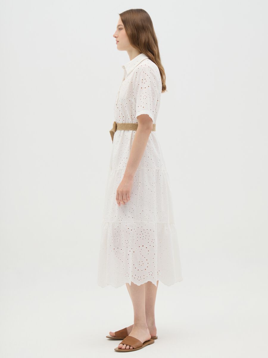 Women's white midi dress in pure cotton regular fit_1