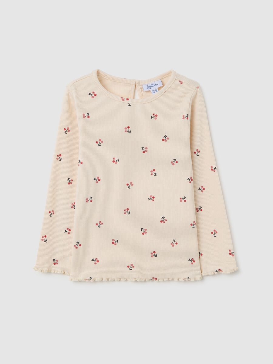 Baby girl's beige cotton blend T-shirt, regular fit_0