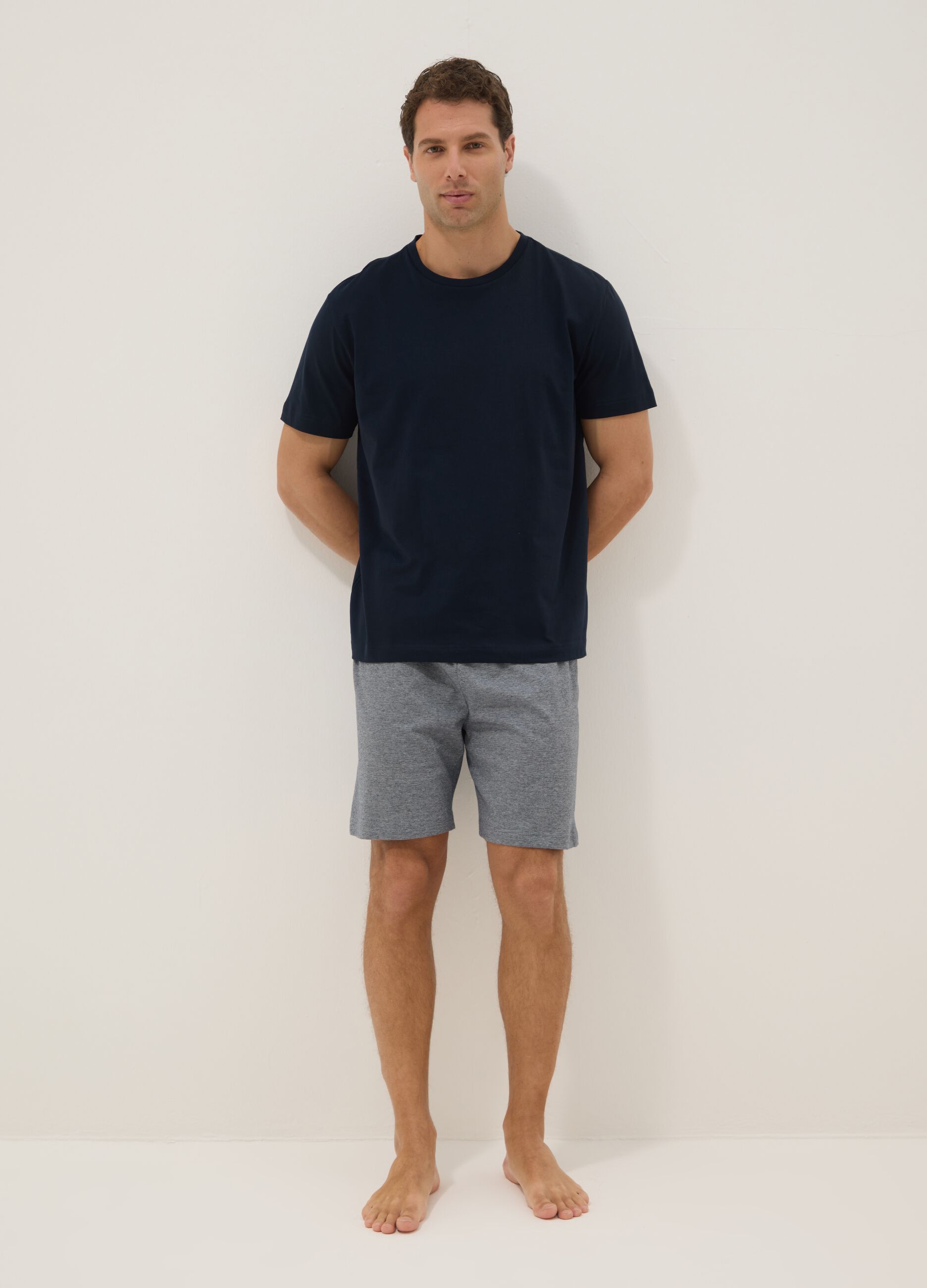 Short pyjamas in pure organic multicolour cotton regular fit