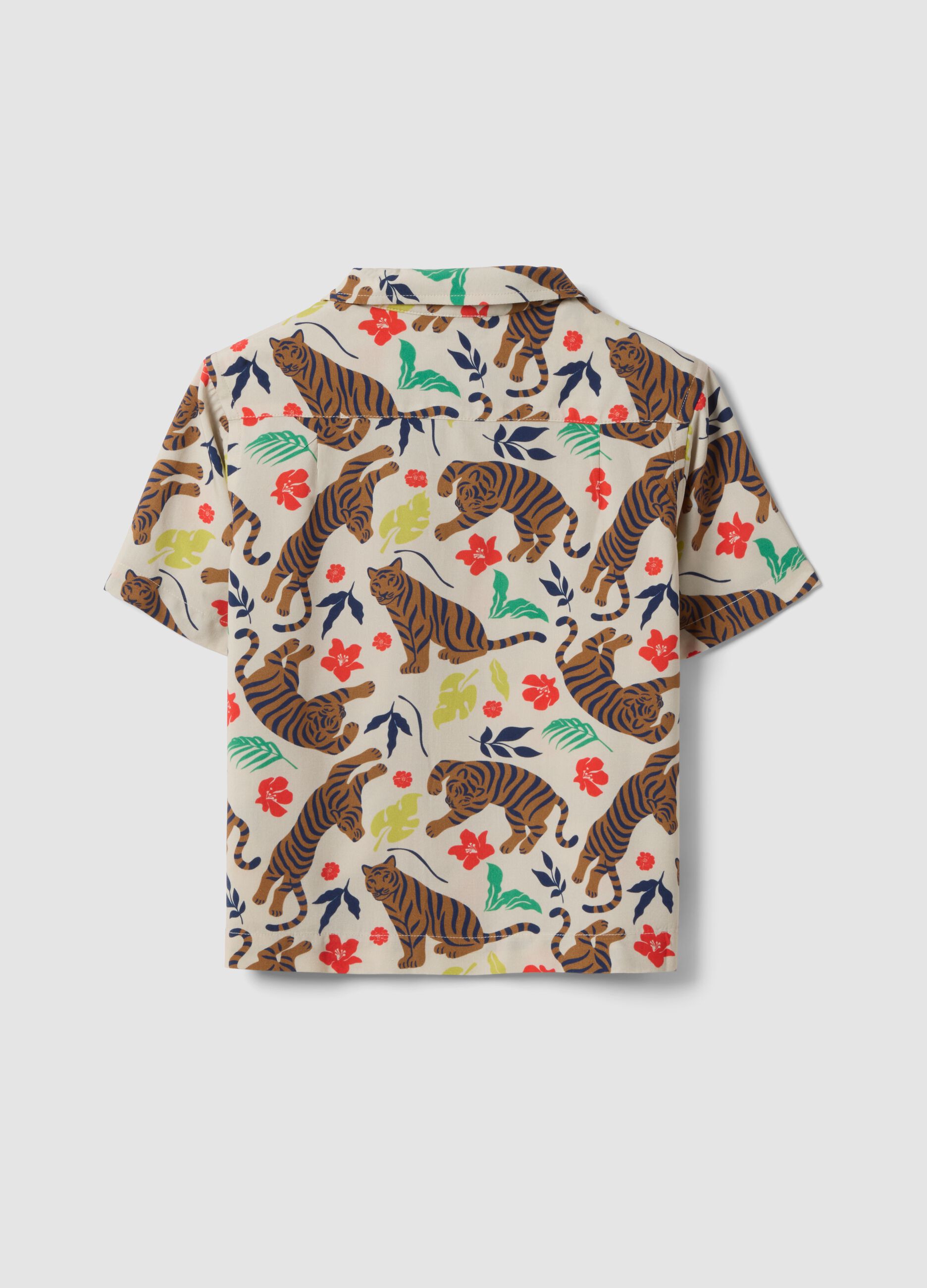 Camicia in pura viscosa multicolor da bambino regular fit con stampe