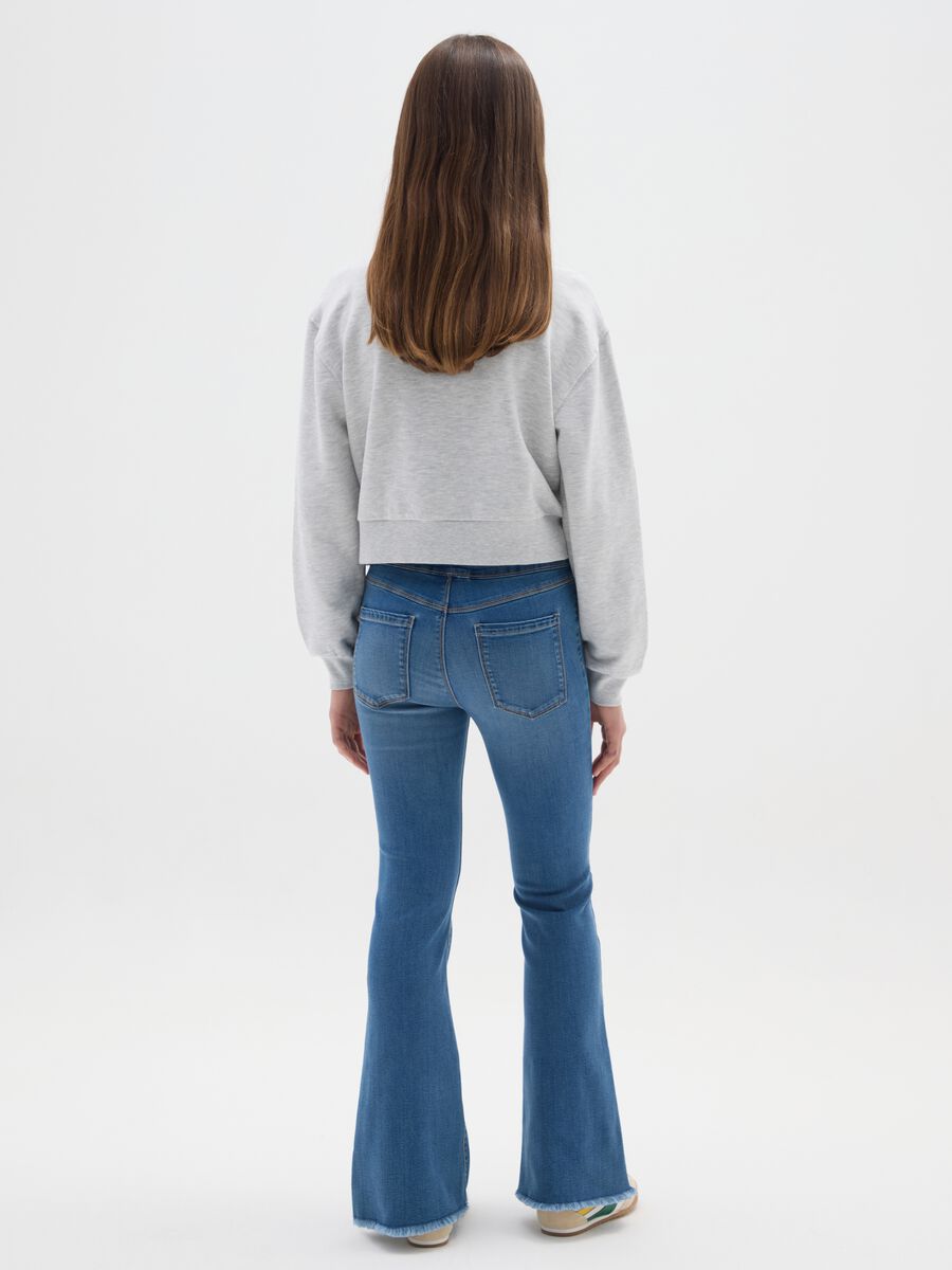 Girls' Blue Flare Cotton Blend Jeggings_1