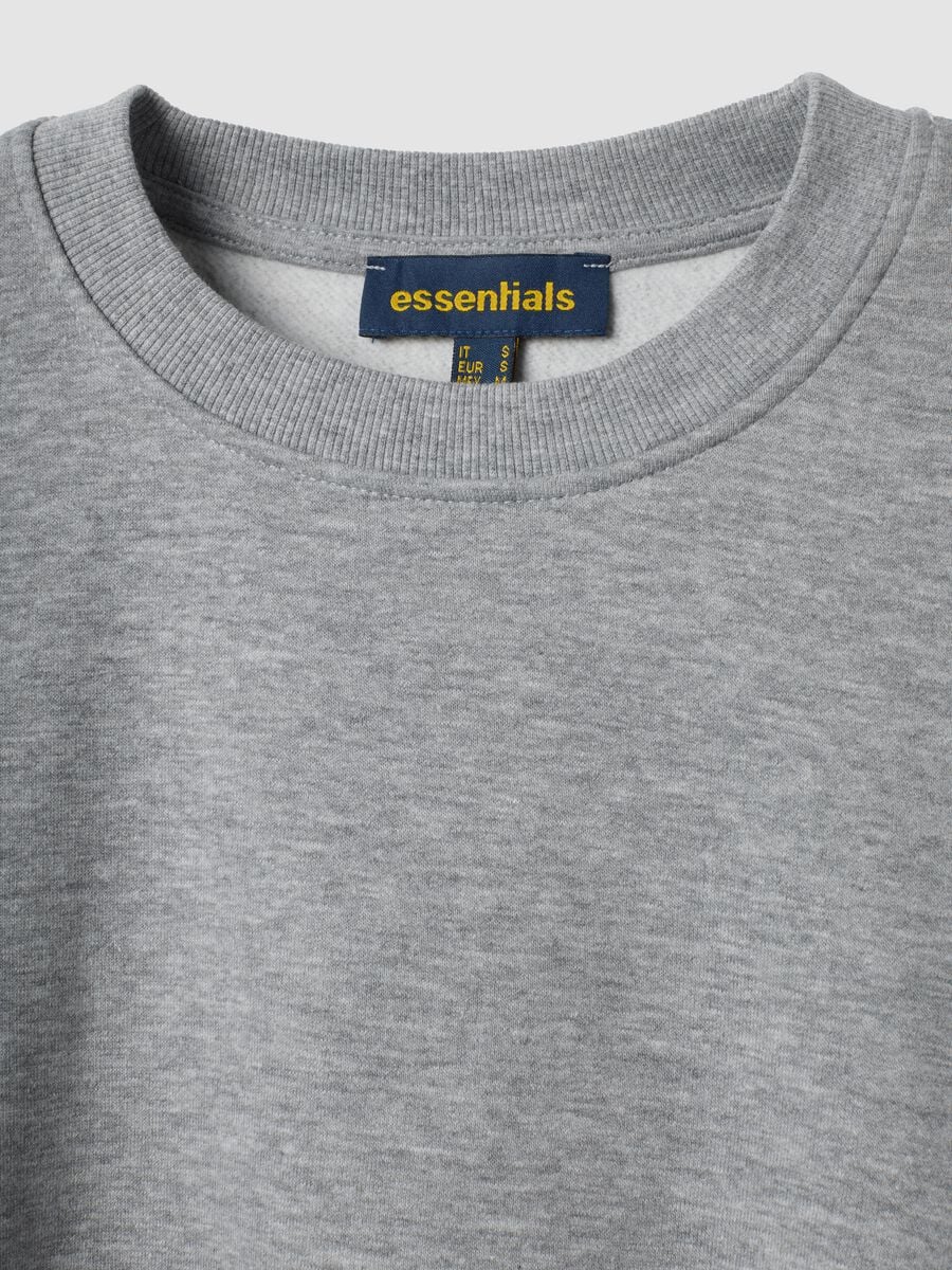 Grey crew-neck sweatshirt in cotton-viscose blend fleece, regular fit_1