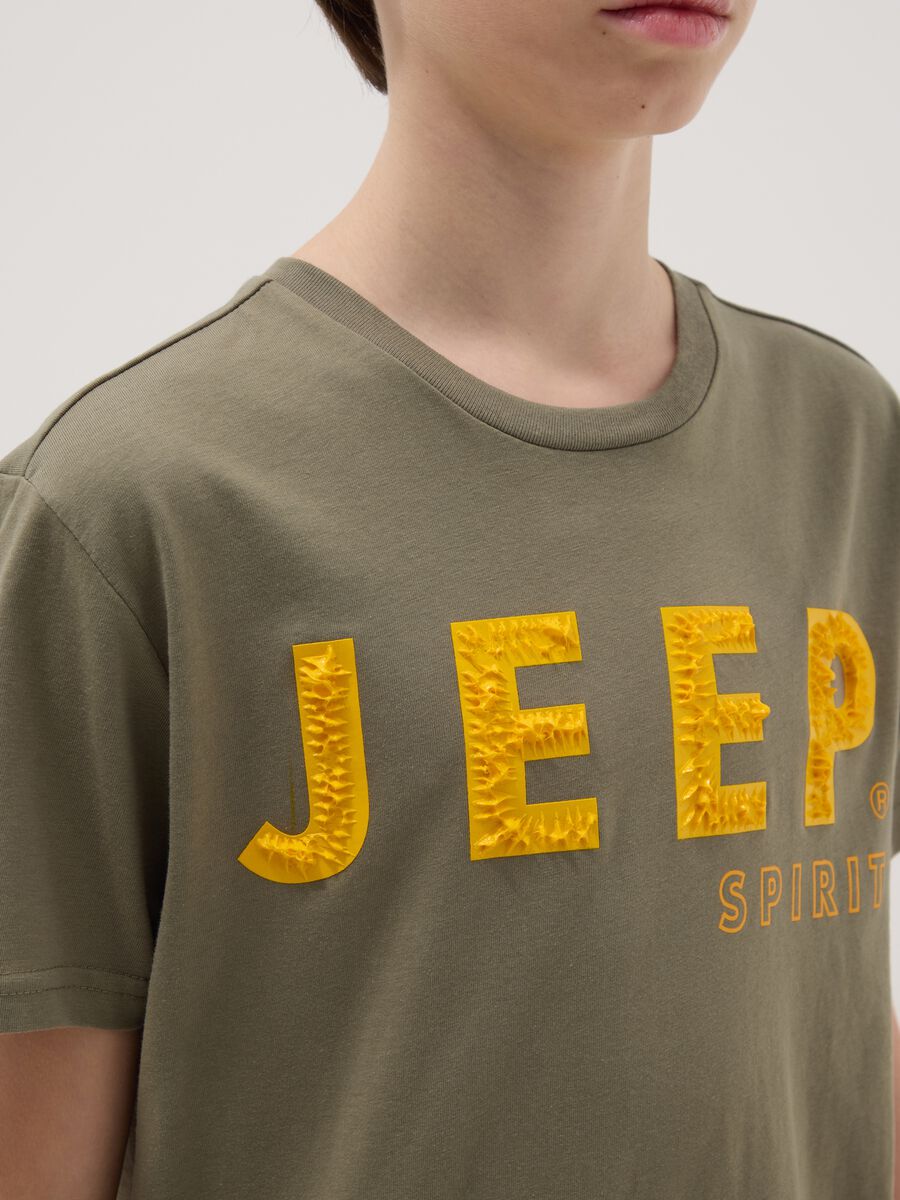 Green pure cotton regular fit children's T-shirt with print_1