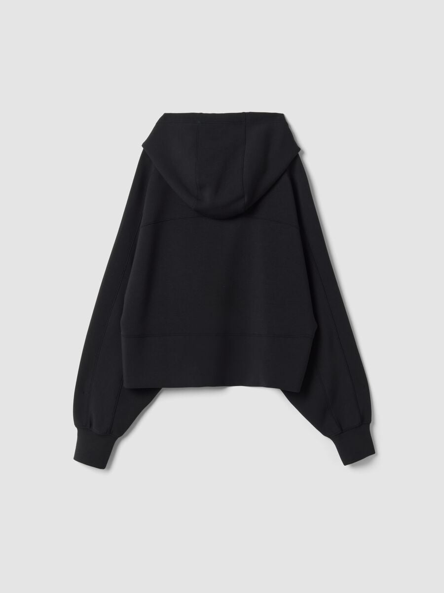 Black hooded sweatshirt in stretch viscose jersey, regular fit_6