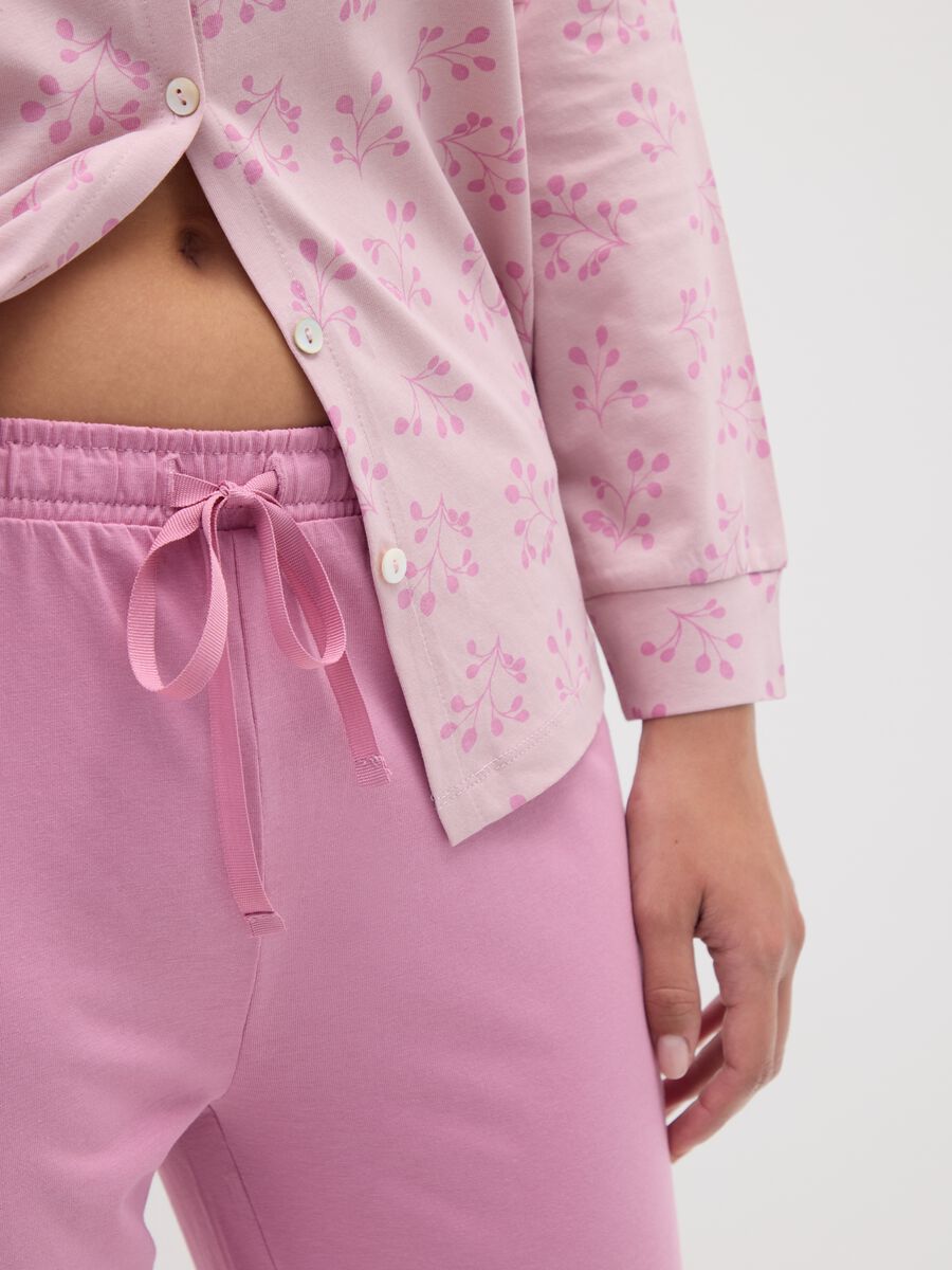 Pink pure cotton pyjamas with floral print_3