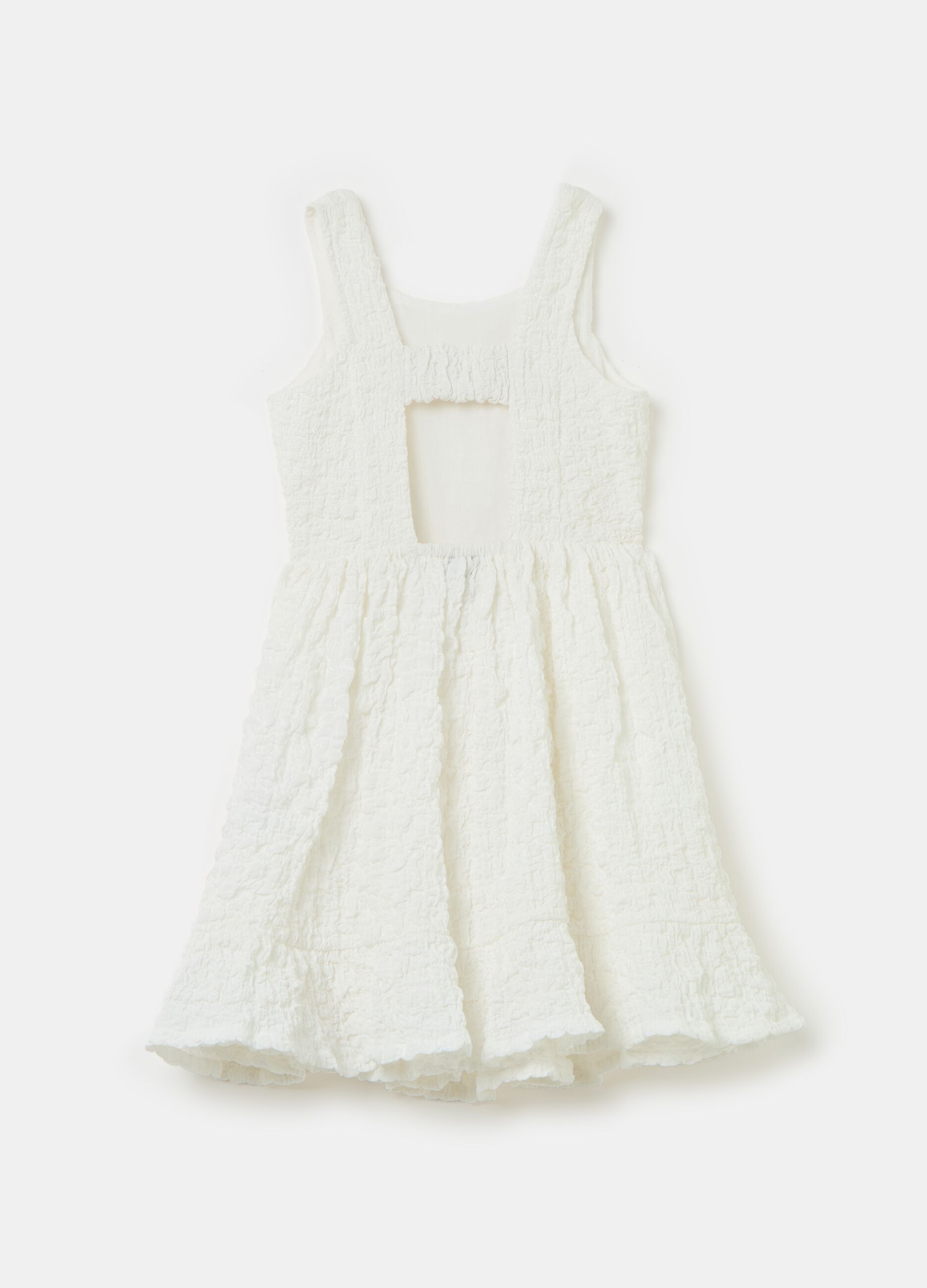 Crinkle dress with flounce