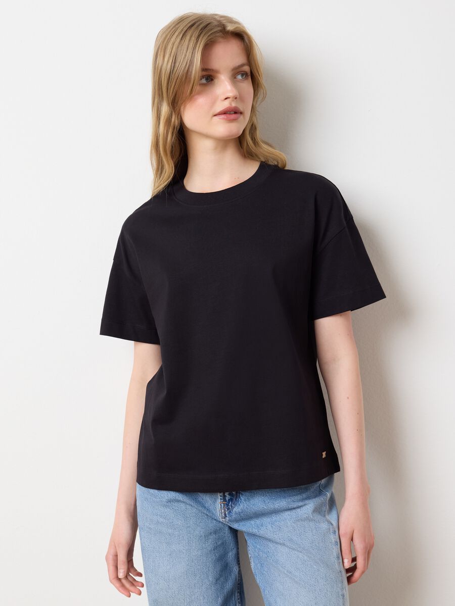 Black pure cotton T-shirt Les Copains_1