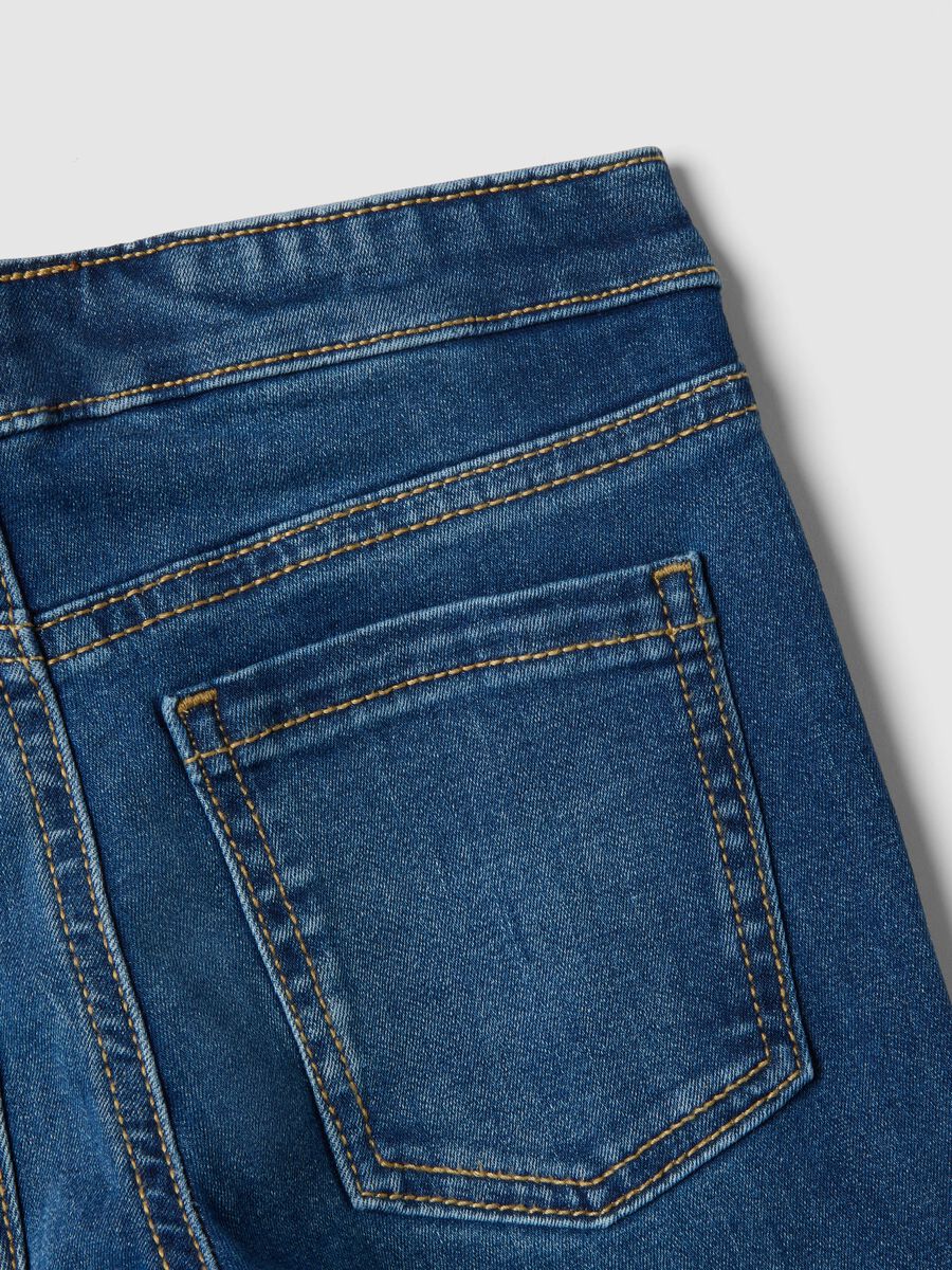 Girls' Blue Flare Fit Cotton Blend Jeggings_3