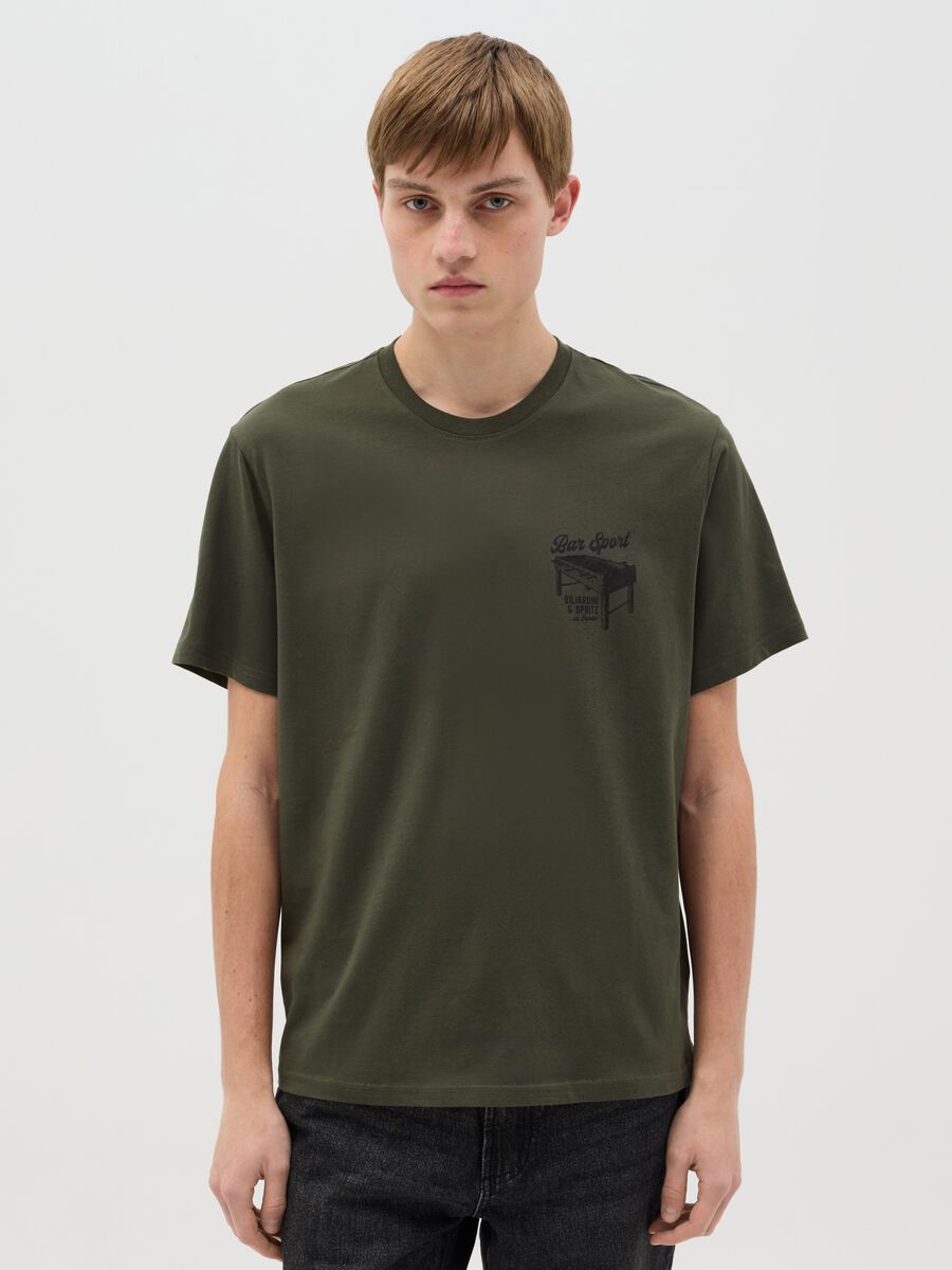 Cotton T-shirt with table football print_0