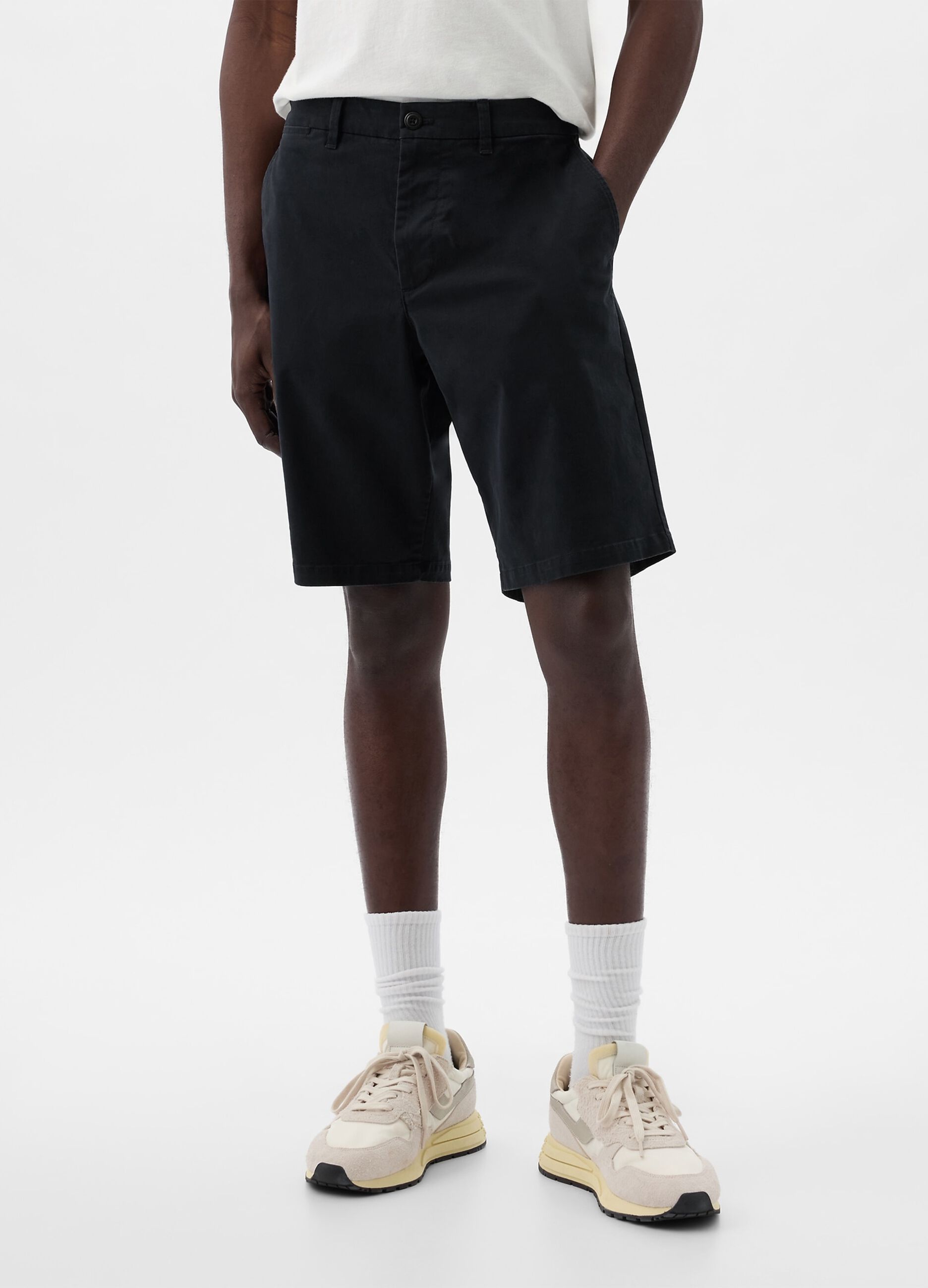 Relaxed-fit Bermuda shorts in stretch cotton