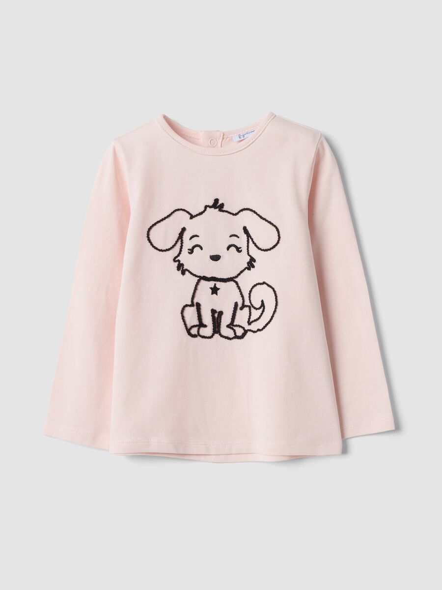 Maglietta rosa in cotone organico elasticizzato girocollo_0