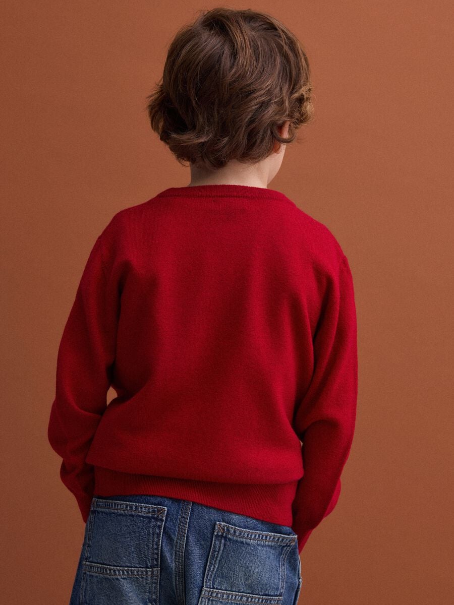 Maglia rossa in pura lana a maniche lunghe regular fit_2
