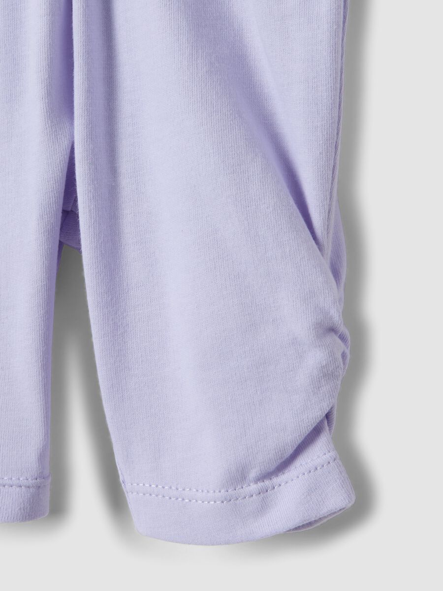 Purple and white pure organic cotton set with floral top and leggings_2