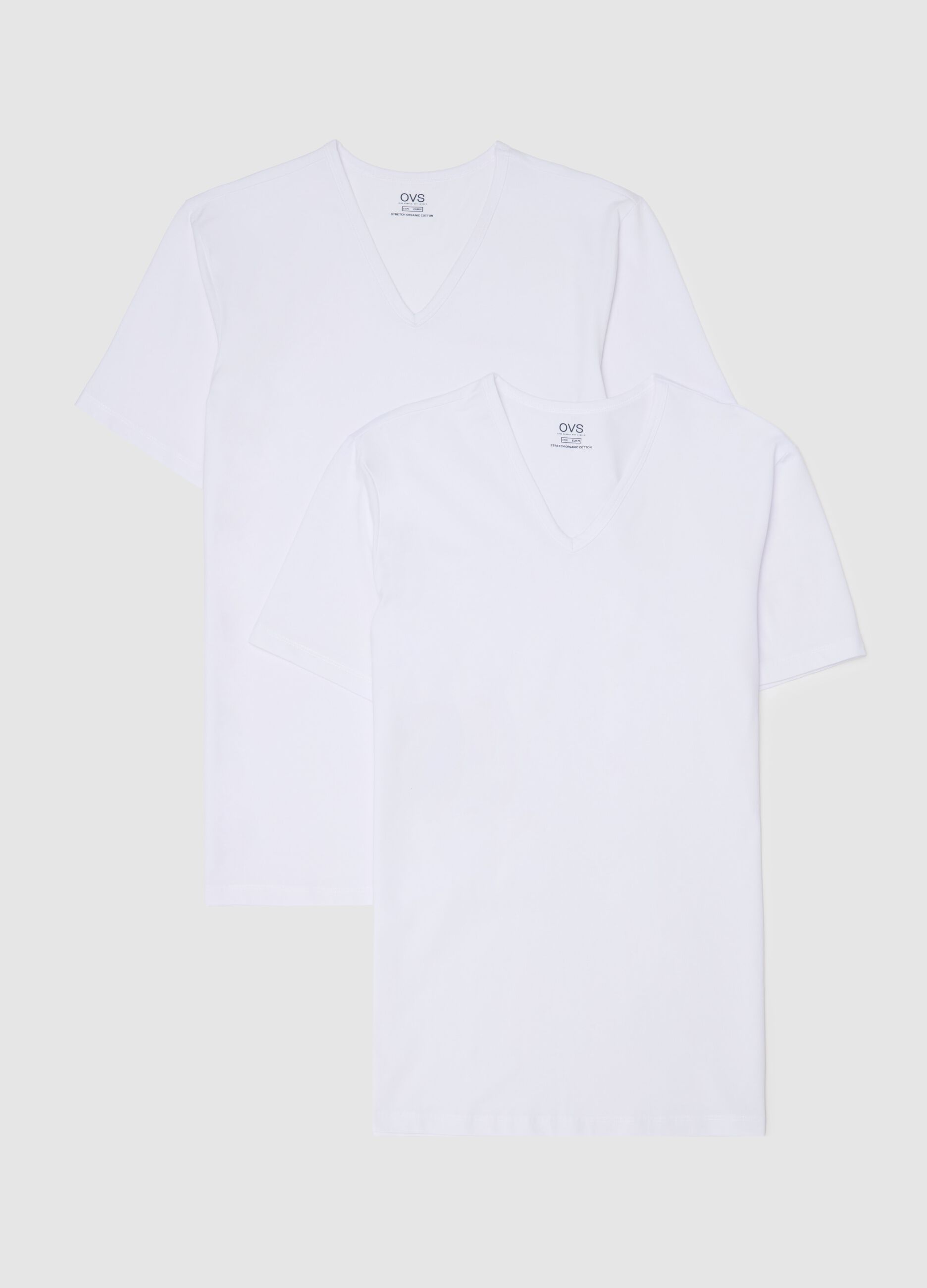 Two-pack organic cotton undershirts with V neck