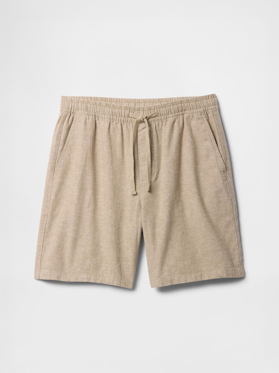 Cotton and linen blend shorts_3