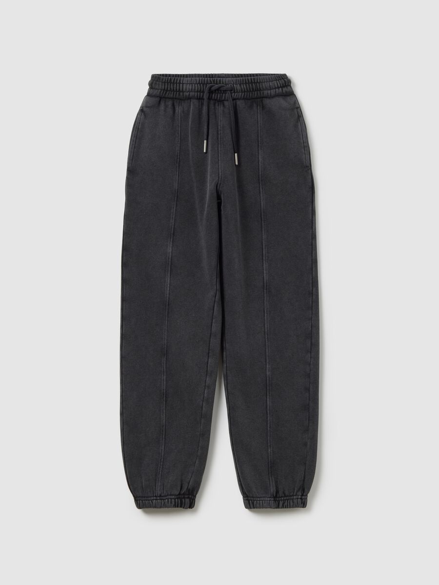 Girls' grey cotton blend joggers with regular fit_0