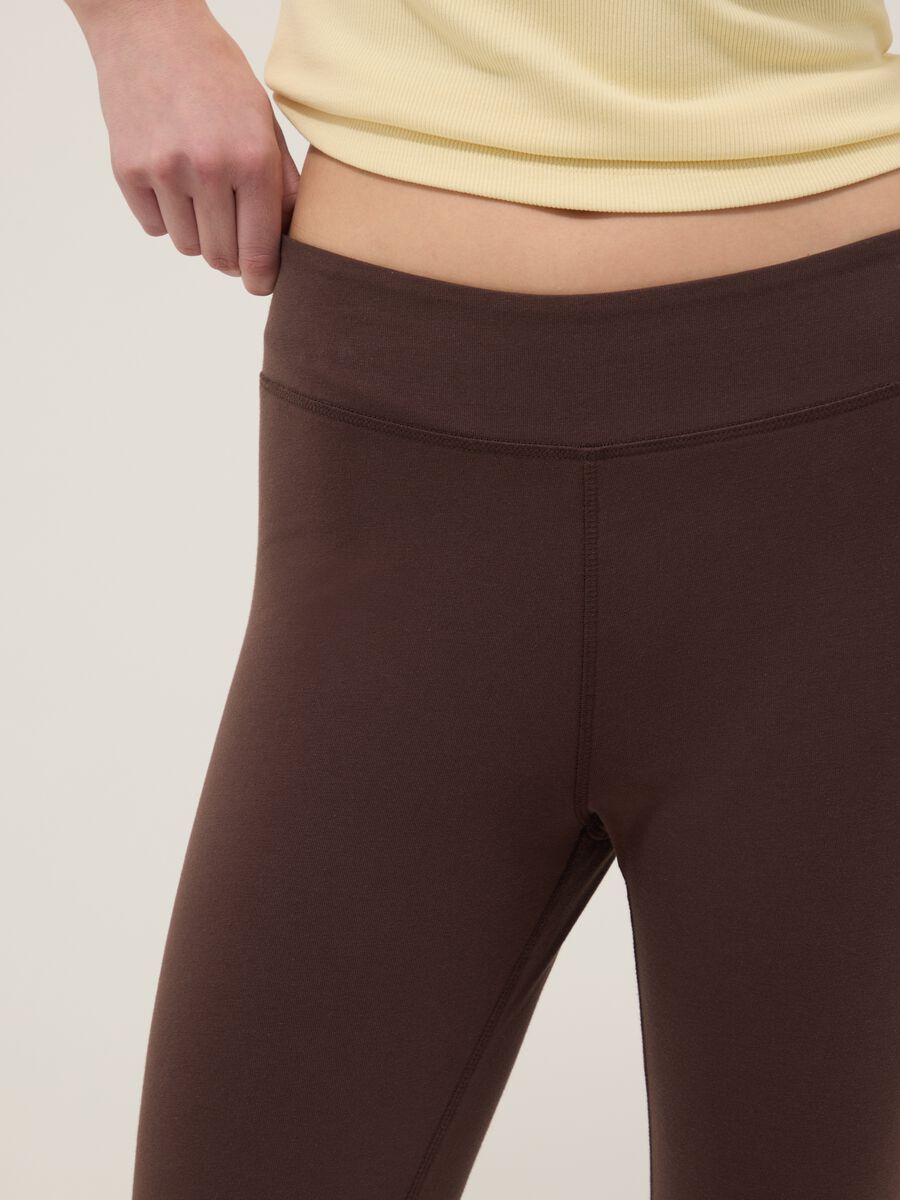 Brown skinny-fit stretch cotton leggings_3