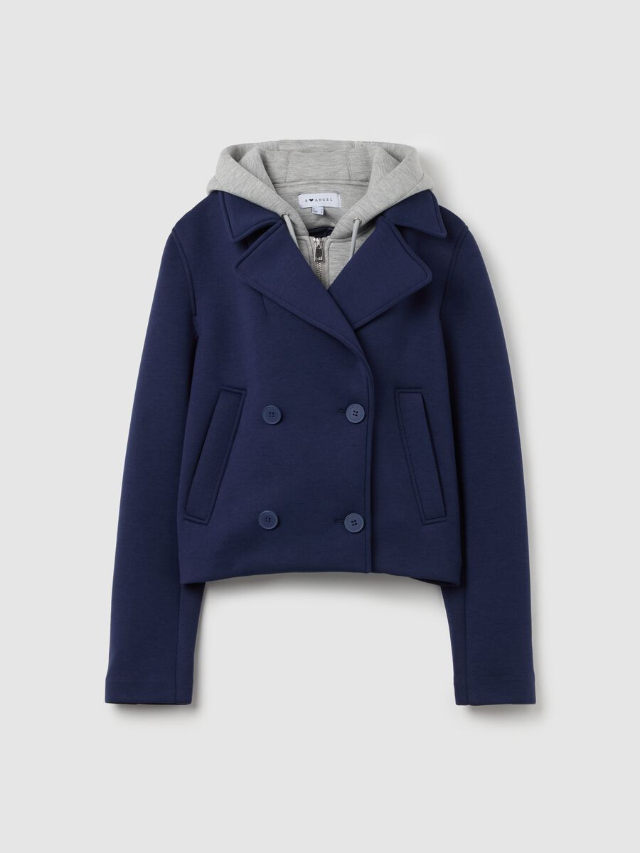 Short blue double-breasted peacoat jacket_4
