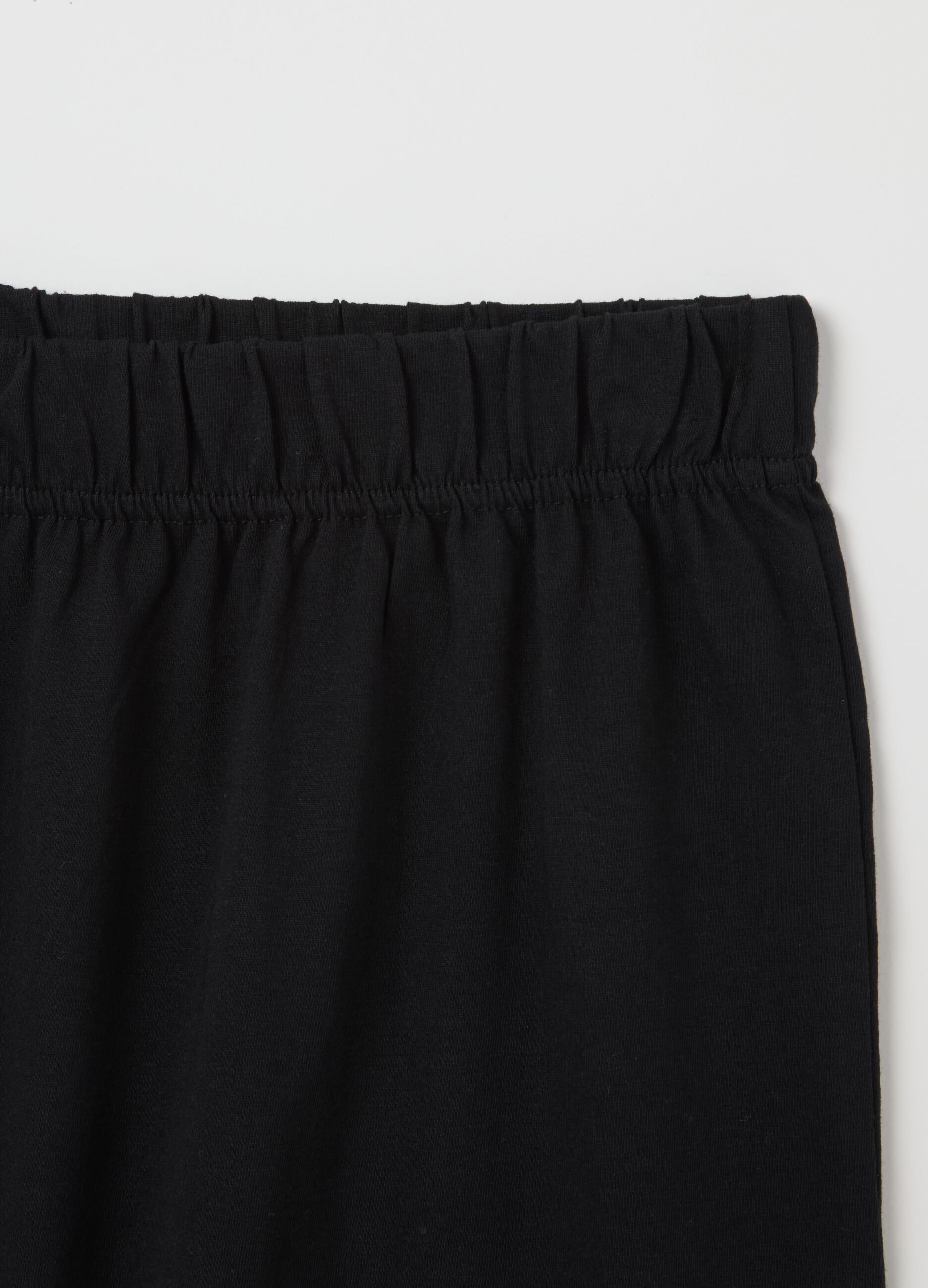Short pyjamas in white and black slub jersey