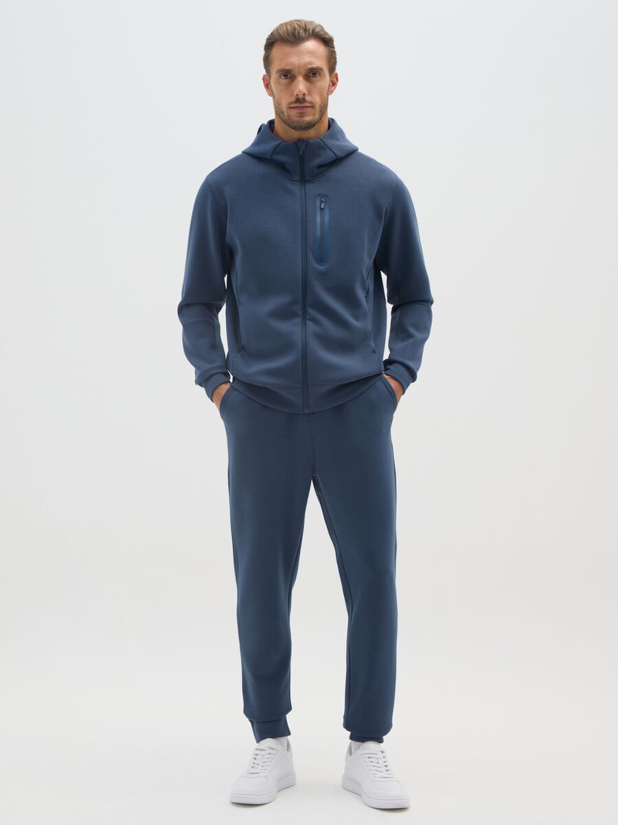 Blue regular fit hoodie with zip_1