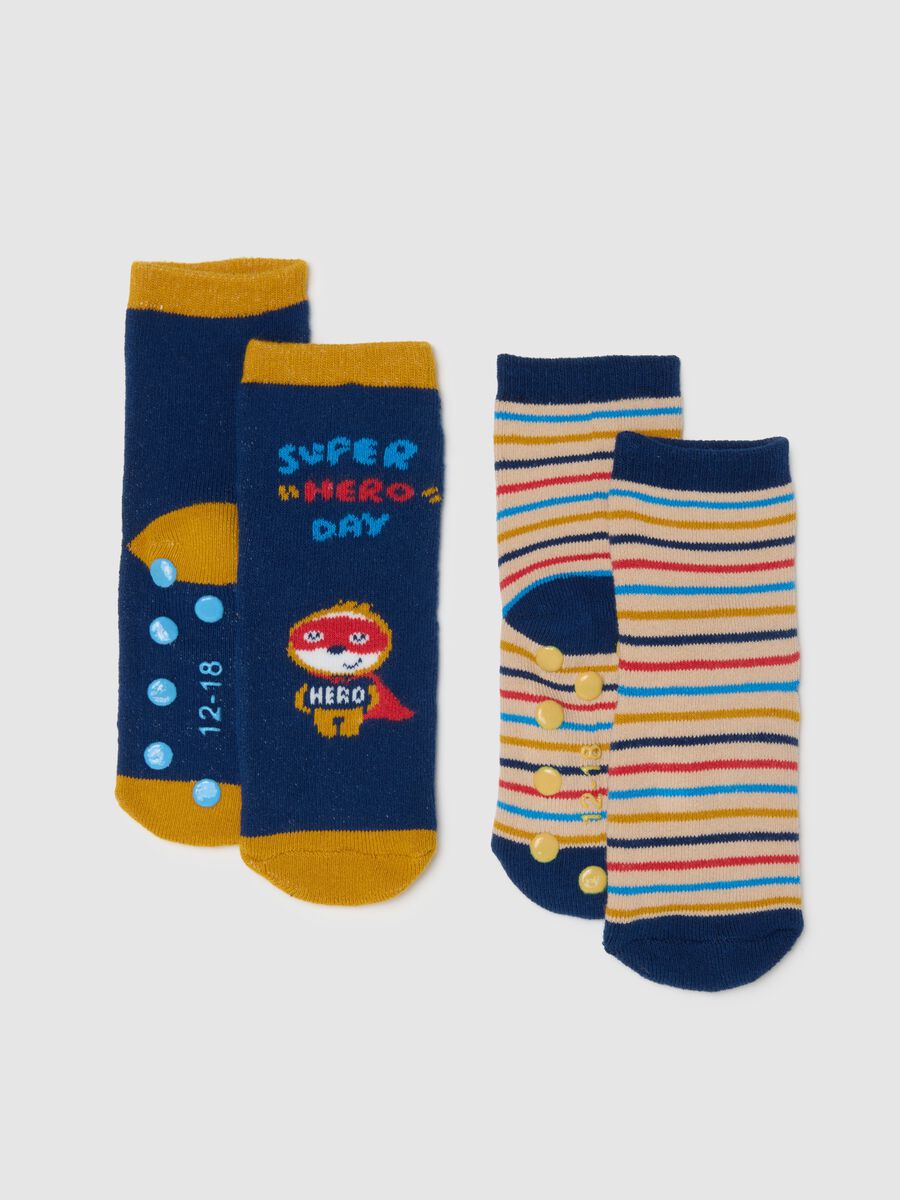 Multicolour baby socks twin pack in cotton blend_0