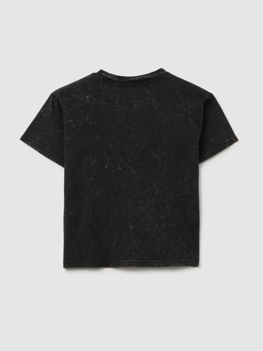 T-shirt da bambino in puro cotone nero regular fit con logo_3