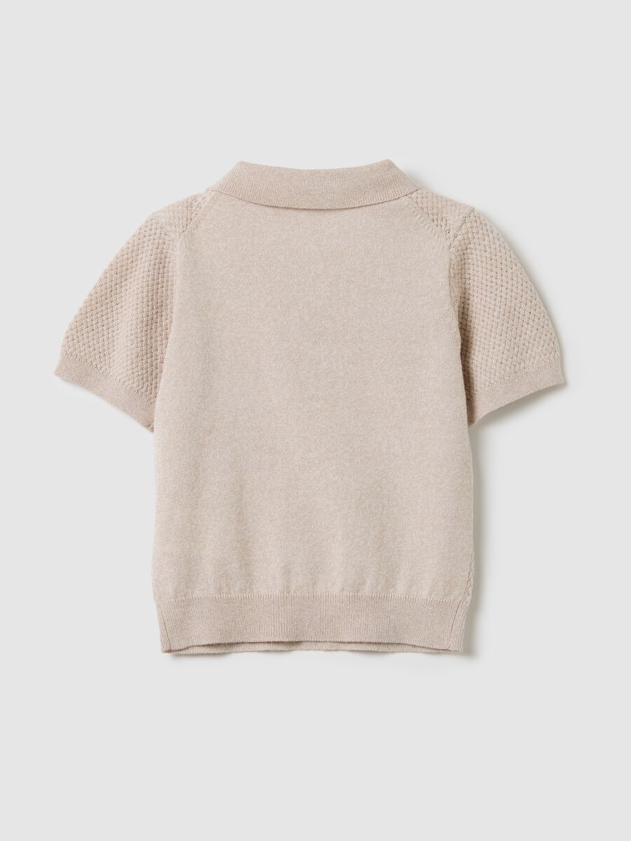 Beige short sleeve cotton polo_1