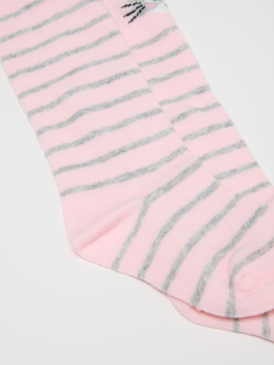 Pack of two pairs of girls' socks in pink cotton blend_1