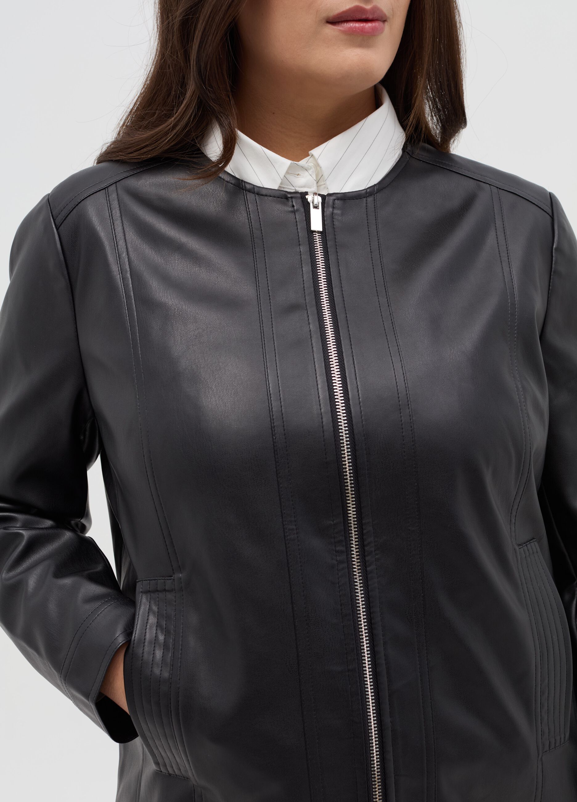 Curvy full-zip biker jacket