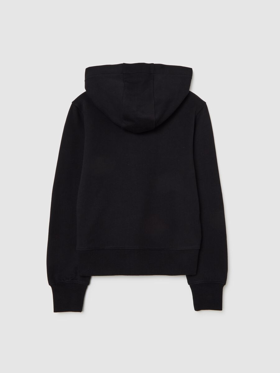 Girls' black pure cotton hoodie regular fit with zip_4