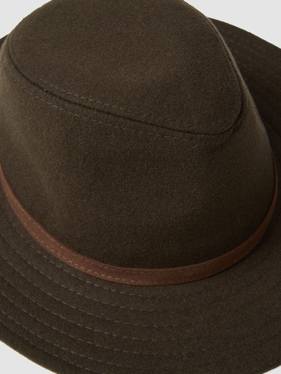 Brown pure wool hat with contrast band_2