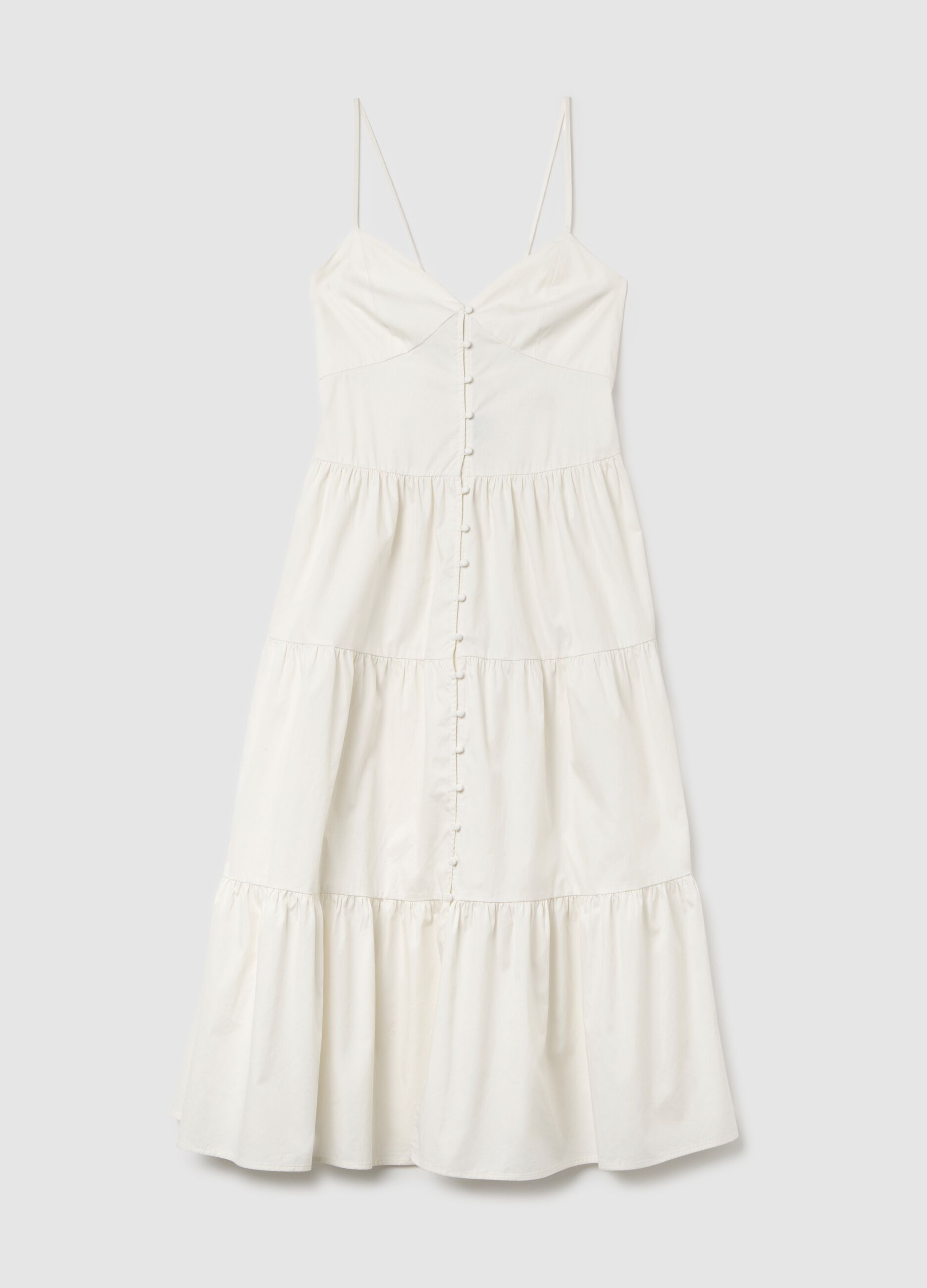 Abito lungo da donna in puro cotone bianco over